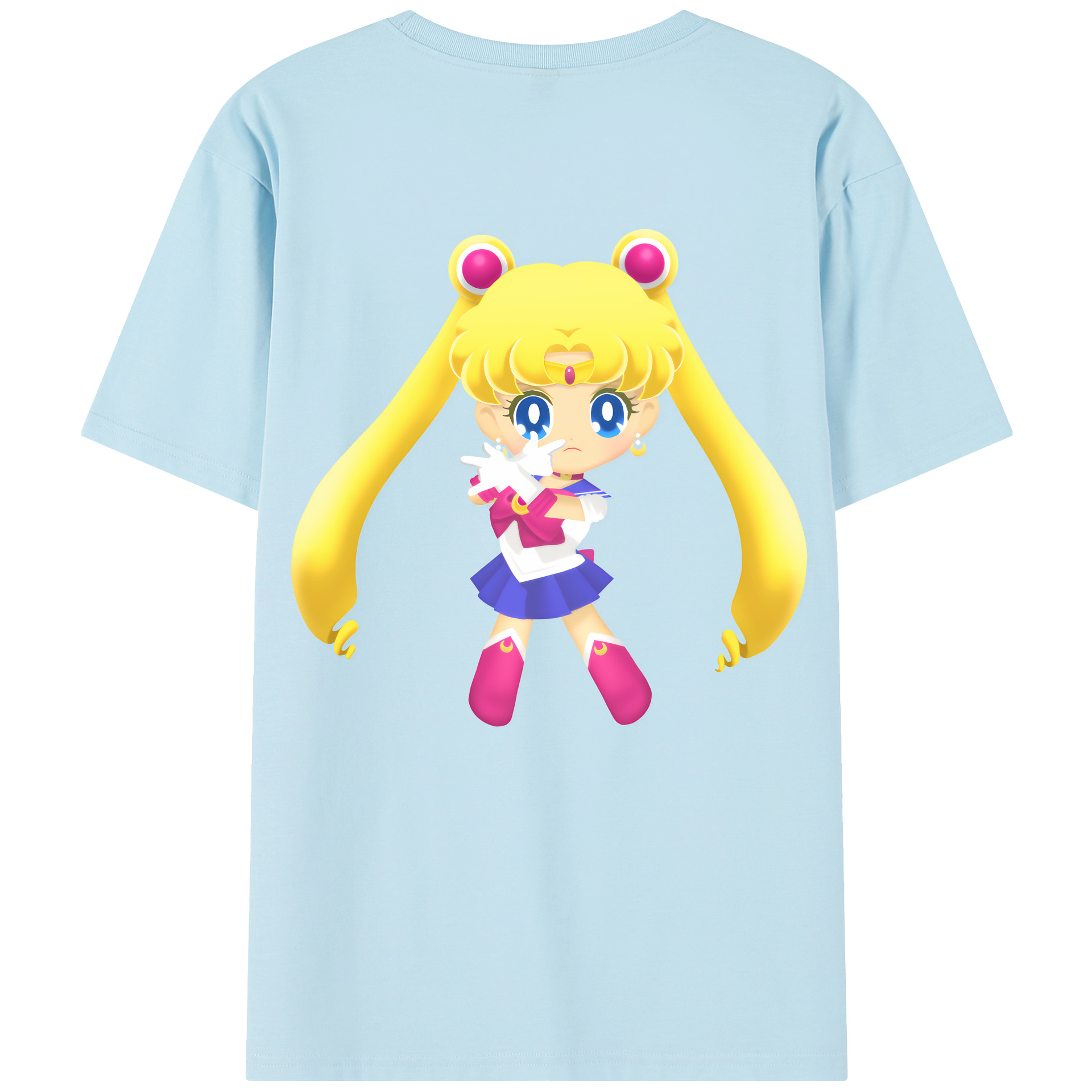 （画像用） 美少女戦士セーラームーン 月野 うさぎ つきの うさぎ Sailor Moon Tsukino Usagi 綿100％半袖Tシャツ（背面プリント）